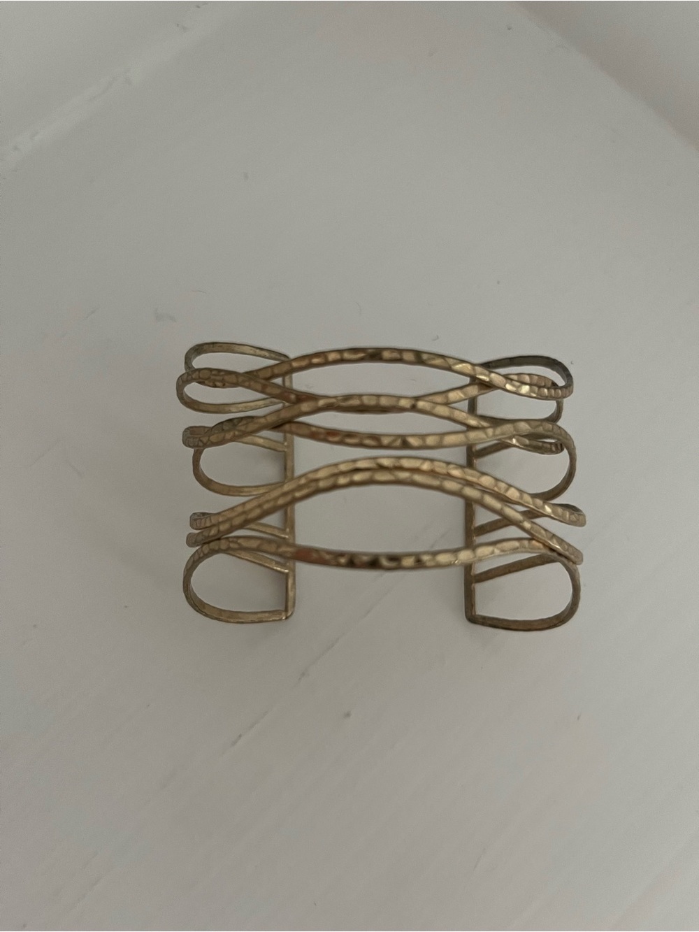 Anthropologie Gold-Tone Hammered Wave Cuff Bracelet